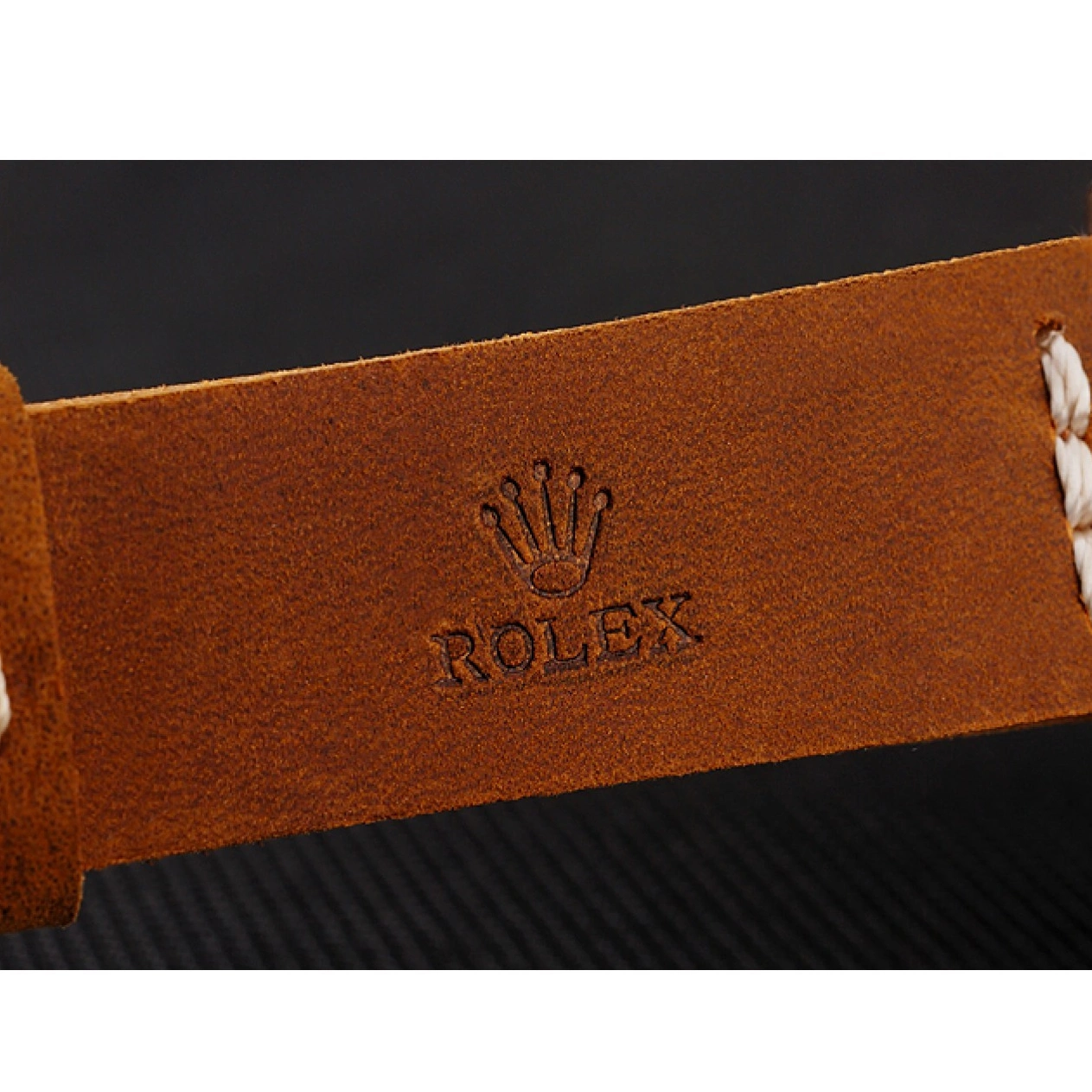 Aaa replica watch 1453861 Rolex Dial Master Black Rose Leather Case Yacht Brown Gold Bracelet 0628